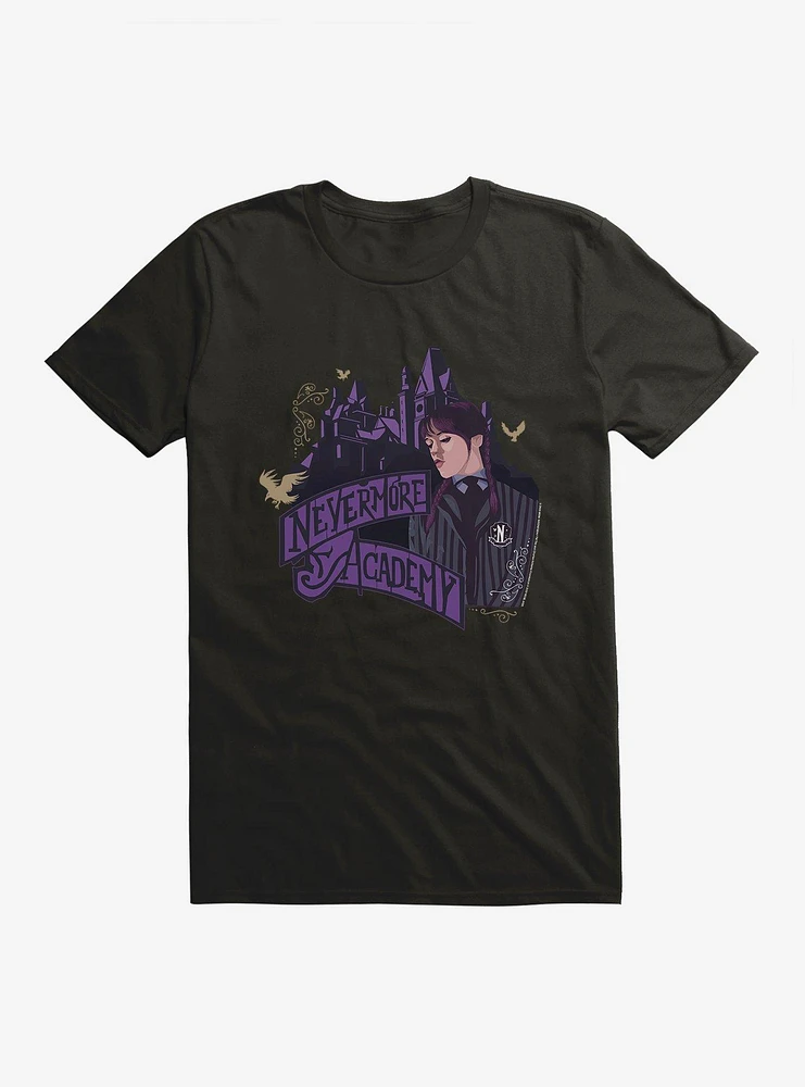 Wednesday Nevermore Academy Building T-Shirt