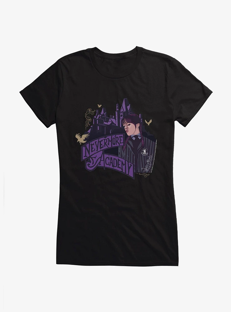 Wednesday Nevermore Academy Building Girls T-Shirt