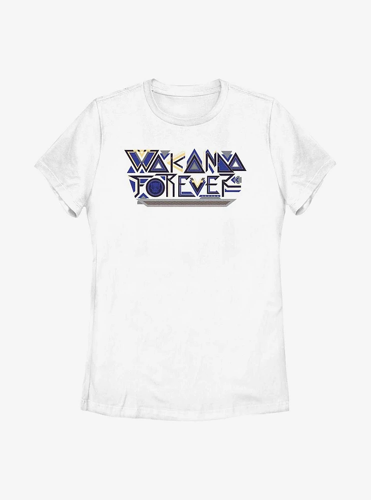 Marvel Black Panther: Wakanda Forever Pattern Logo Womens T-Shirt