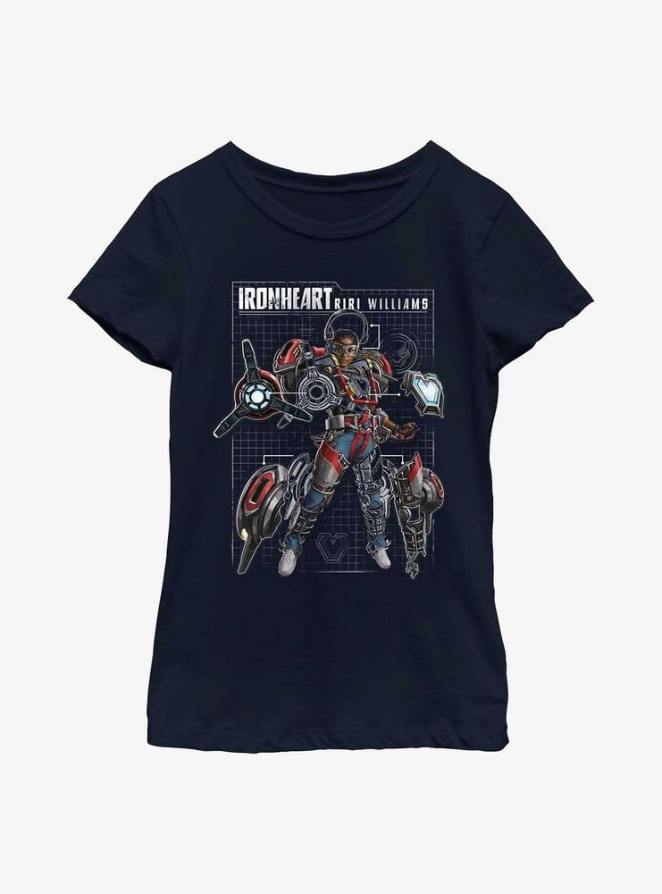 Marvel Black Panther: Wakanda Forever Ironheart Schematic Youth Girls T-Shirt