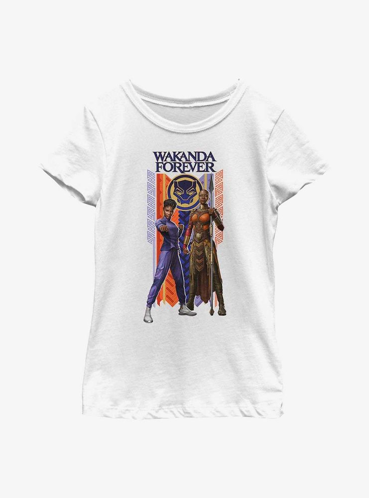 Marvel Black Panther: Wakanda Forever Shuri Okoye Banner Youth Girls T-Shirt