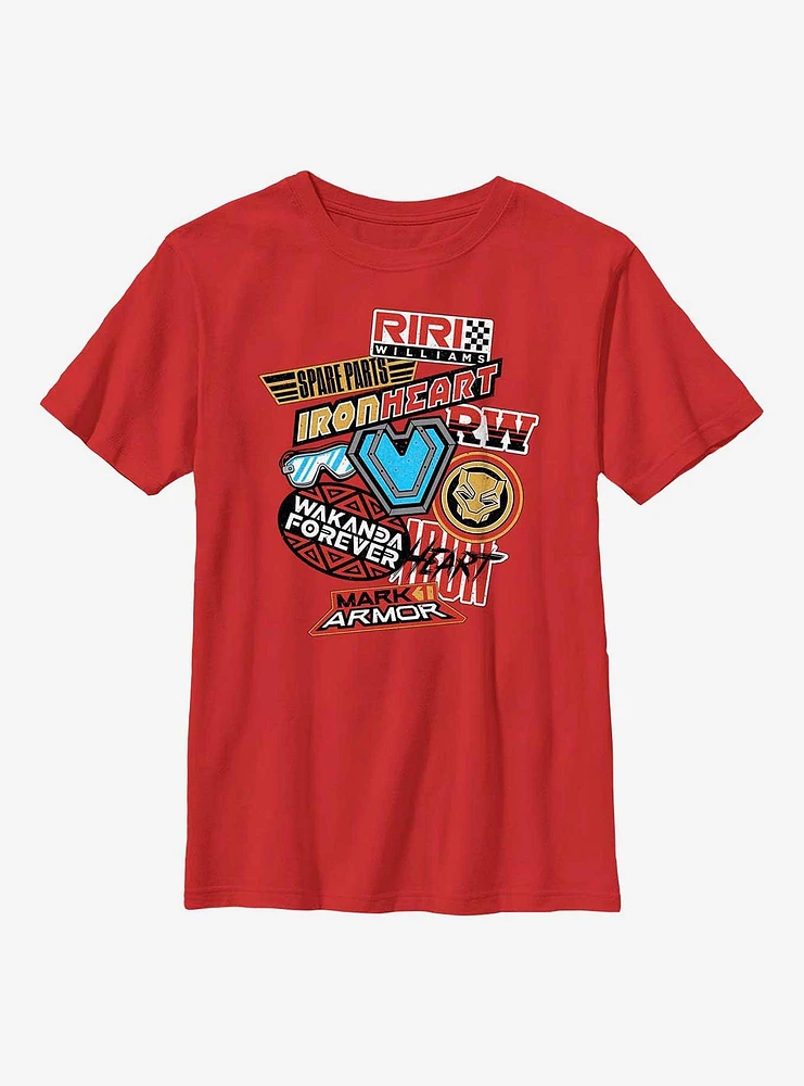 Marvel Black Panther: Wakanda Forever Ironheart Badges Youth T-Shirt