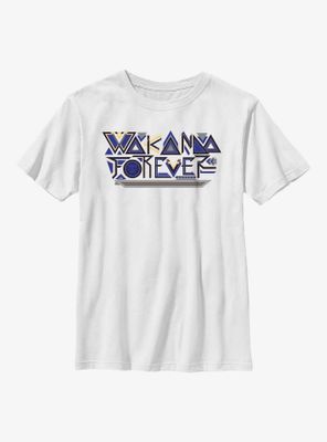 Marvel Black Panther: Wakanda Forever Pattern Logo Youth T-Shirt