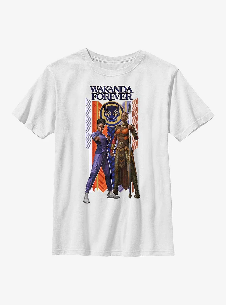 Marvel Black Panther: Wakanda Forever Shuri Okoye Banner Youth T-Shirt
