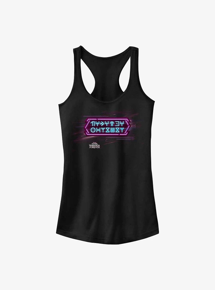 Marvel Black Panther: Wakanda Forever Neon Wakandan Text Girls Tank