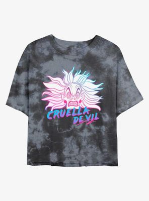 Disney Cruella Crazy Tie-Dye Womens Crop T-Shirt