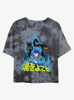 Disney Villains Hades and Cerberus Japanese Lettering Tie-Dye Womens Crop T-Shirt