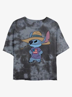 Disney Lilo & Stitch Cowboy Tie-Dye Womens Crop T-Shirt