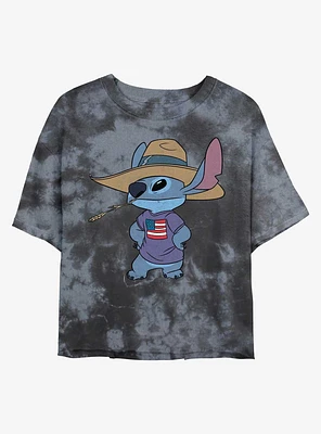 Disney Lilo & Stitch Cowboy Tie-Dye Womens Crop T-Shirt