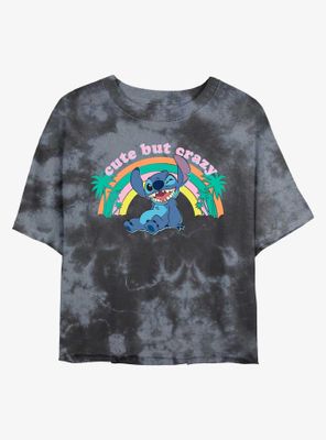 Disney Lilo & Stitch Cute But Crazy Tie-Dye Womens Crop T-Shirt
