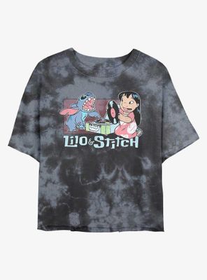 Disney Lilo & Stitch Duo Records Tie-Dye Womens Crop T-Shirt