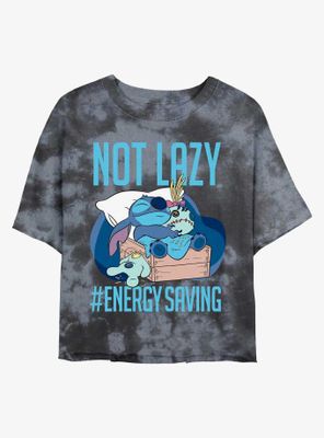 Disney Lilo & Stitch Lazy Energy Tie-Dye Womens Crop T-Shirt