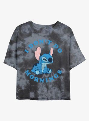 Disney Lilo & Stitch I Don't Do Mornings Tie-Dye Womens Crop T-Shirt