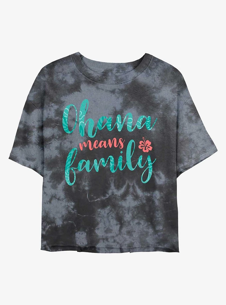 Disney Lilo & Stitch Ohana Means Family Tie-Dye Womens Crop T-Shirt