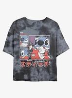 Disney Lilo & Stitch Pew Japanese Lettering Tie-Dye Womens Crop T-Shirt