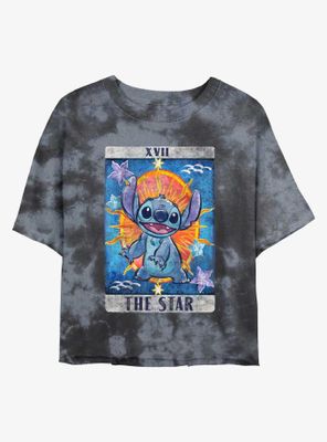 Disney Lilo & Stitch The Star Tarot Card Tie-Dye Womens Crop T-Shirt