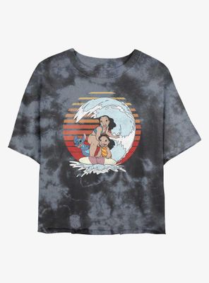 Disney Lilo & Stitch Sunset Family Tie-Dye Womens Crop T-Shirt