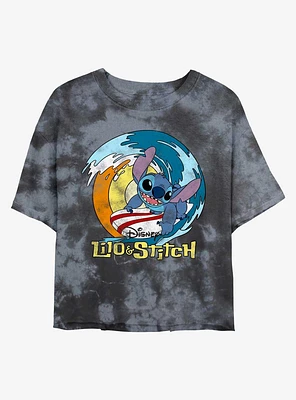 Disney Lilo & Stitch Surf's Up Tie-Dye Womens Crop T-Shirt