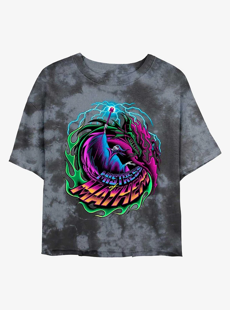 Disney Maleficent Mistress of Mayhem Tie-Dye Womens Crop T-Shirt