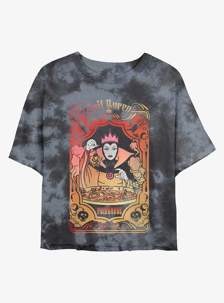 Disney Snow White and the Seven Dwarfs Tarot of Poisonous Evil Tie-Dye Womens Crop T-Shirt