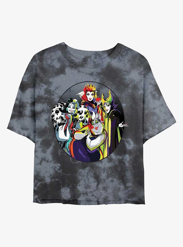 Disney Villains The Bad Girls Tie-Dye Womens Crop T-Shirt