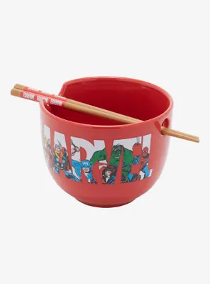 Marvel Superhero Logo Ramen Bowl with Chopsticks