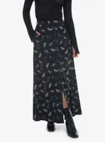 Black Moth Button Front Maxi Skirt