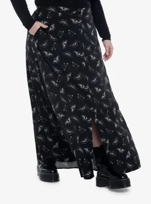 Black Moth Button Front Maxi Skirt Plus