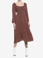 Chocolate Brown Cutout Back Maxi Dress