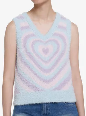 Sweet Society Pastel Hearts Fuzzy Girls Sweater Vest