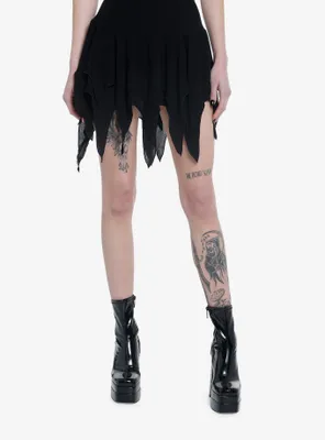 Cosmic Aura Black Hanky Hem Mini Skirt