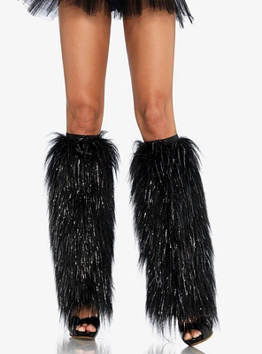 Furry Lurex Leg Warmers & Silver