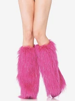 Furry Lurex Leg Warmers Pink & Silver