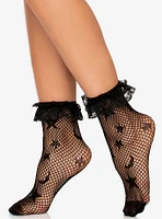 Moon Stars Net Lace Ruffle Ankle Socks