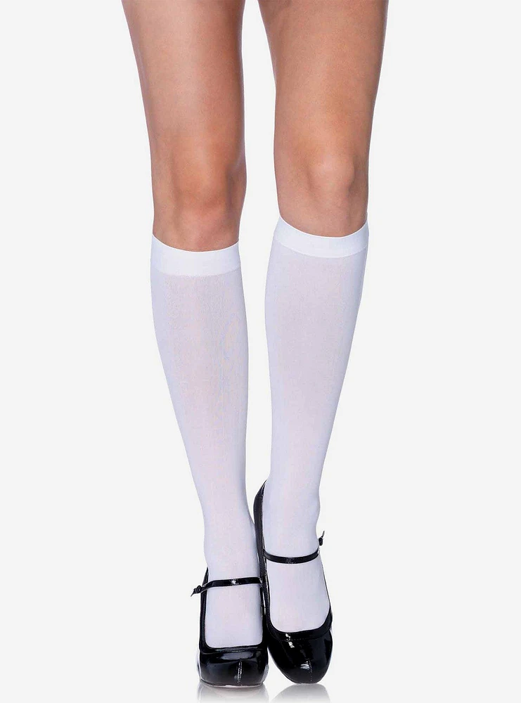 Nylon Knee High Socks White