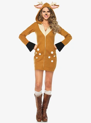 Cozy Fawn Costume Dress with Ear Hood and Fawn Tail