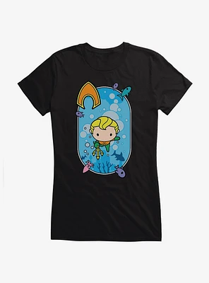 DC Comics Aquaman Chibi Swimming Into Action Girls T-Shirt