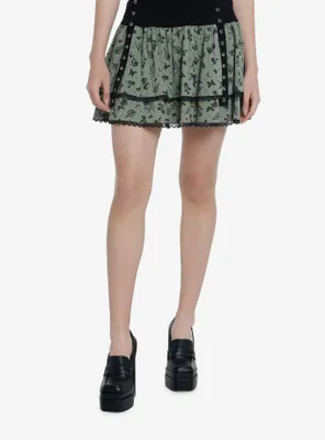 Thorn & Fable Green Butterfly Mushroom Tiered Skirt
