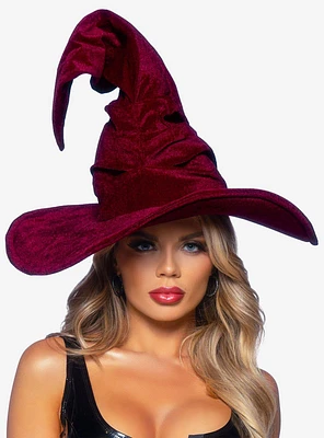 Burgundy Velvet Ruched Witch Hat
