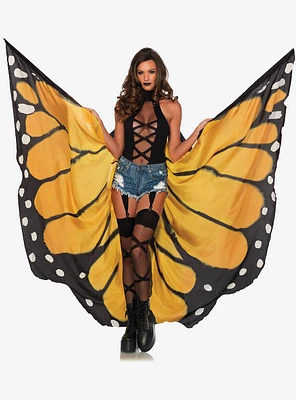 Festival Orange Black Butterfly Wing Halter Cape