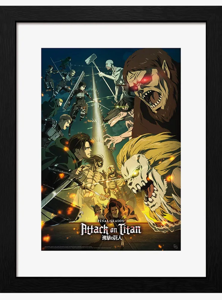 Attack On Titan Characters and Titans Framed Poster