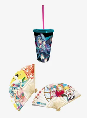 Hatsune Miku Fan & Tumbler with Straw Set