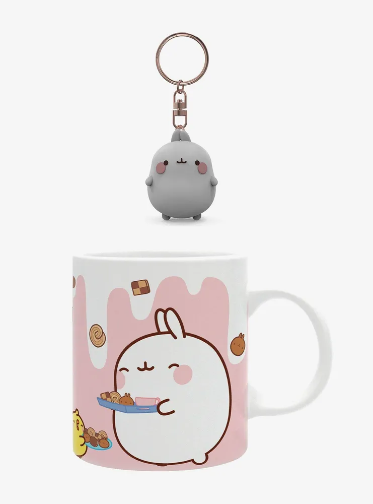 Molang Milk & Cookies Mug and 3D Keychain Bundle