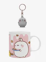 Molang Milk & Cookies Mug and 3D Keychain Bundle