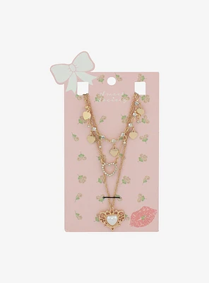 Dainty Gold Heart Necklace Set