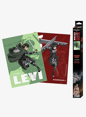 Attack On Titan Mikasa and Levi Boxed Poster Set