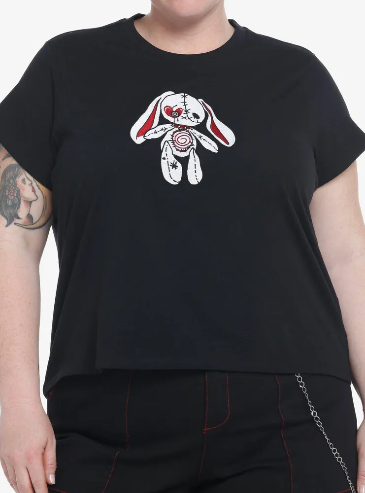 Stitched Bunny Girls Boxy Crop T-Shirt Plus