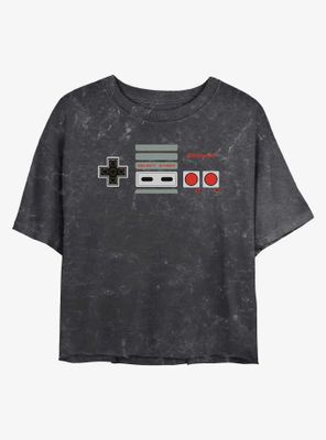 Nintendo Nes Controller Mineral Wash Womens Crop T-Shirt
