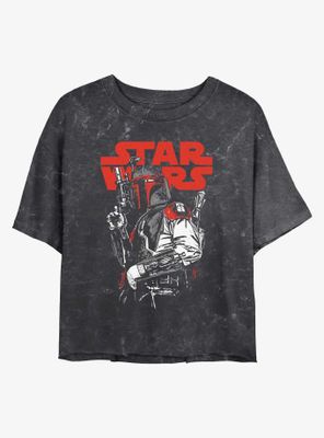 Star Wars Boba Fett Blaster Ready Mineral Wash Womens Crop T-Shirt
