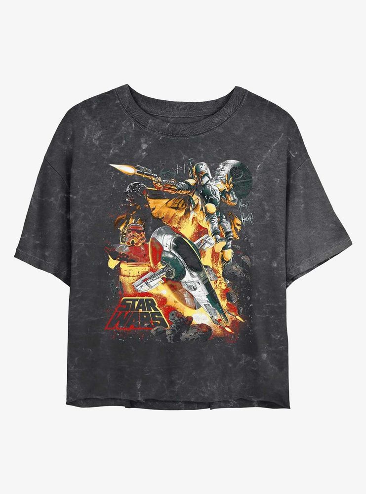 Star Wars Dark Side Splash Art Mineral Wash Womens Crop T-Shirt